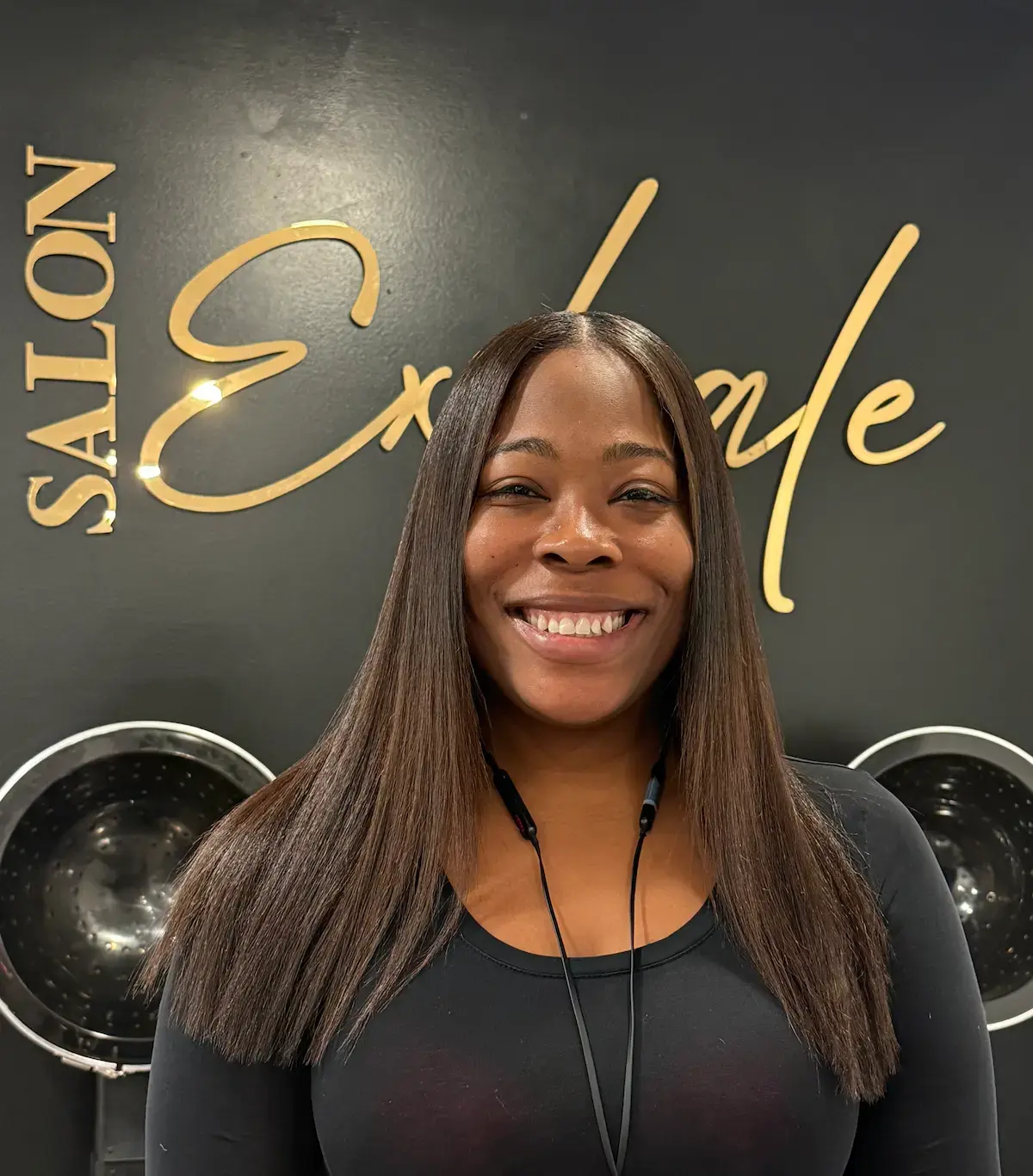 Color refresh and gloss service at Salon Exhale adding shine and enhancing hair tone